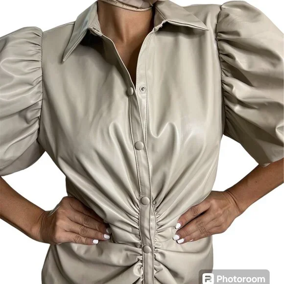 Endless Rose women mini dress. size medium, M ,COLOR BEIGE . - Picture 2 of 6